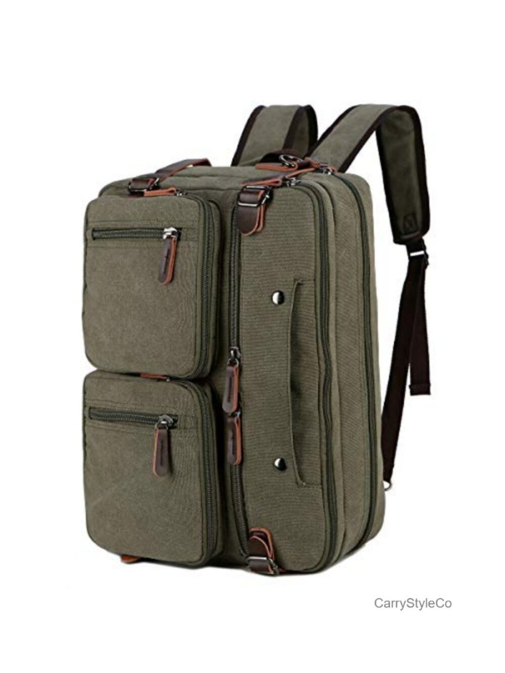 Canvas Convertible Briefcase Backpack Fits 17" Laptop Multi-Purpose